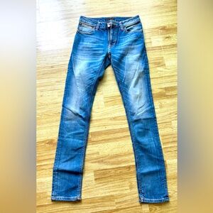 Nudie Jeans Authentic, brand new.  Skinny Lin, “Slowly Worn”.  Size 28x32